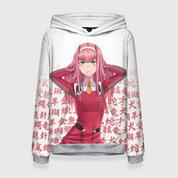 Женская толстовка 02 ZERO TWO DARLING IN THE FRANXX ИЕРОГЛИФЫ