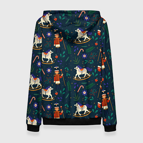 Женская толстовка Рождественский узор Щелкунчик / 3D-Черный – фото 2