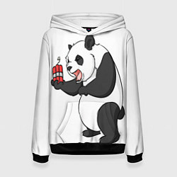 Толстовка-худи женская Взрывная панда, цвет: 3D-черный