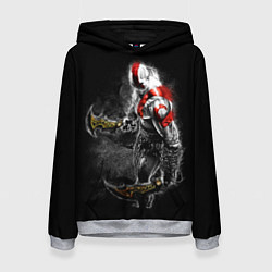 Толстовка-худи женская БОГ ВОЙНЫ С МЕЧАМИ, КРАТОС, цвет: 3D-меланж