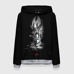 Толстовка-худи женская Сон Гоку эпичная надпись - Dragon Ball, цвет: 3D-меланж