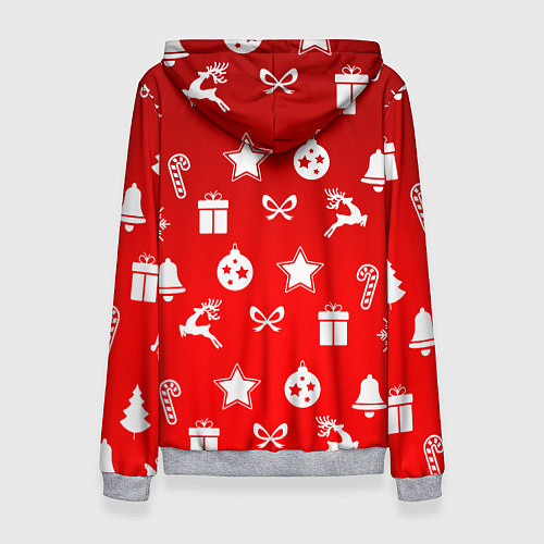 Женская толстовка Новогодний узор красный градиент / 3D-Меланж – фото 2