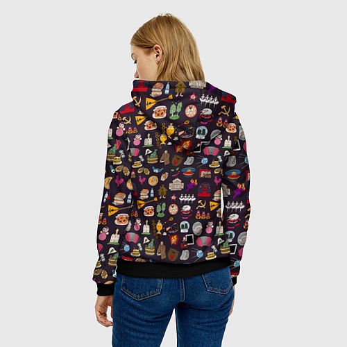 Женская толстовка Российская история и русская культура паттерн / 3D-Черный – фото 4