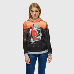 Толстовка-худи женская Охотник х охотник Hunter x Hunter, Киллуа Золдик, цвет: 3D-меланж — фото 2