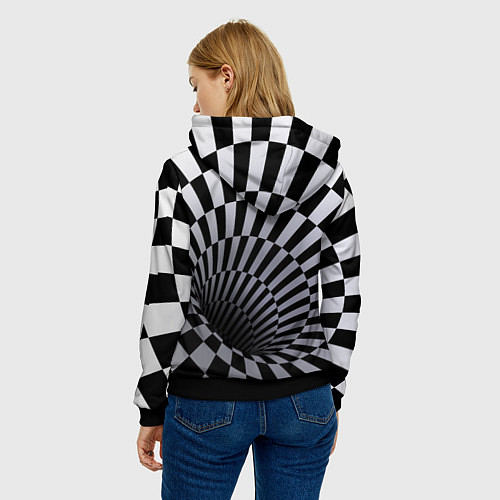 Женская толстовка Оптическая Иллюзия, черно-белая / 3D-Черный – фото 4