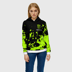 Толстовка-худи женская Monster Energy green, цвет: 3D-белый — фото 2