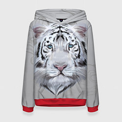 Толстовка-худи женская Снежный нежный тигр, цвет: 3D-красный