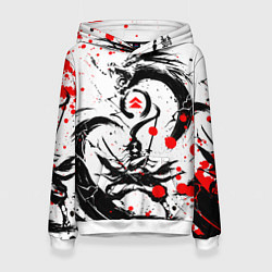 Толстовка-худи женская GHOST OF TSUSHIMA ДРАКОН НА СПИНЕ, цвет: 3D-белый