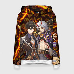 Толстовка-худи женская ЧЖУН ЛИ И ИТТО АРАТАКИ ГЕНШИН ИМПАКТ GENSHIN IMPAC, цвет: 3D-белый