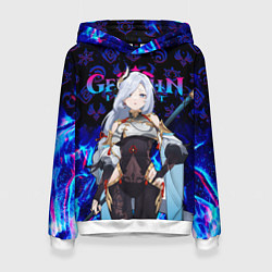 Толстовка-худи женская ШЕНЬ ХЭ ГЕНШИН ИМПАКТ ГЕРОИНЯ НЕОНОЫЙ ОГОНЬ, цвет: 3D-белый