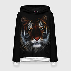 Толстовка-худи женская Тигр в Темноте Глаза Зверя, цвет: 3D-белый
