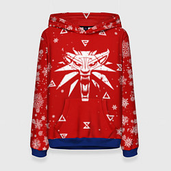 Толстовка-худи женская КРАСНЫЙ СВИТЕР ВЕДЬМАК НОВОГОДНИЙ, цвет: 3D-синий