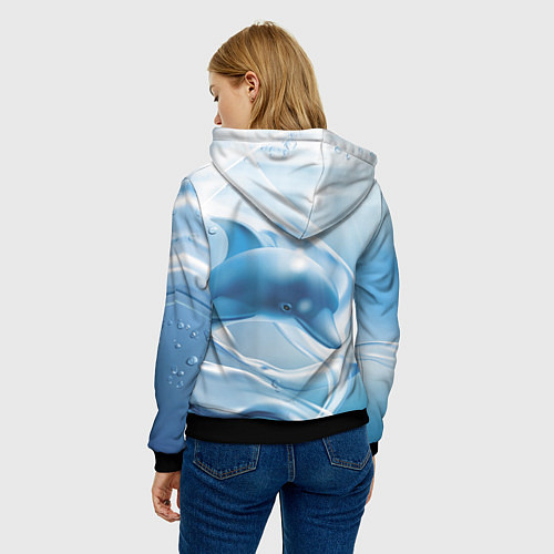 Женская толстовка Дельфин в лазурном океане / 3D-Черный – фото 4