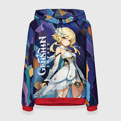 Толстовка-худи женская Люмин путешественница из Genshin Impact, цвет: 3D-красный