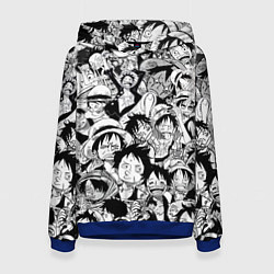 Толстовка-худи женская МАНКИ Д ЛУФФИ ЧЁРНО БЕЛЫЙ, цвет: 3D-синий
