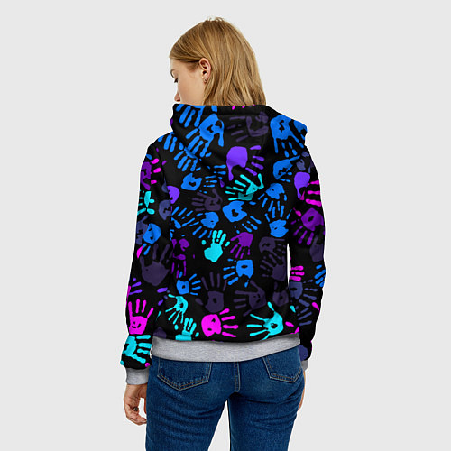 Женская толстовка Следы неоновых рук / 3D-Меланж – фото 4
