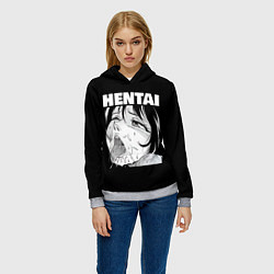 Толстовка-худи женская HENTAI девочка ahegao, цвет: 3D-меланж — фото 2