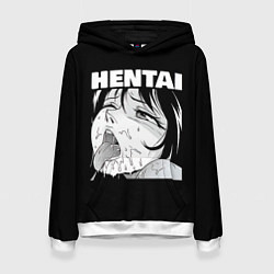 Толстовка-худи женская HENTAI девочка ahegao, цвет: 3D-белый