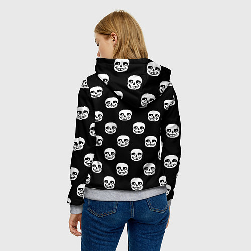 Женская толстовка UNDERTALE SANS SKULL FACE PATTERN УЗОР / 3D-Меланж – фото 4