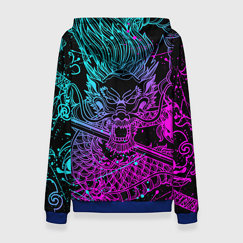 Женская толстовка KDA NEON DRAGON LEAGUE OF LEGENDS, НЕОНОВЫЕ БРЫЗГИ / 3D-Синий – фото 2