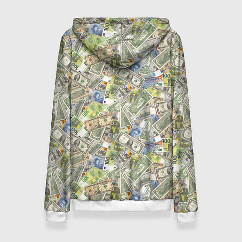 Женская толстовка Разная Денежная Валюта Доллары, Евро, Франки / 3D-Белый – фото 2