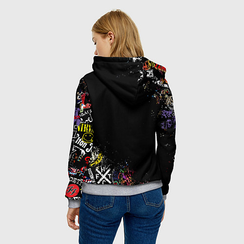 Женская толстовка MANESKIN, ЛОГОТИПЫ РОК ГРУПП / 3D-Меланж – фото 4