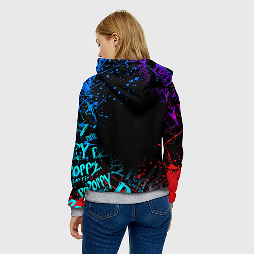 Женская толстовка POPPY PLAYTIME ЛИЦО МОНСТРА ХАГИ ВАГИ / 3D-Меланж – фото 4