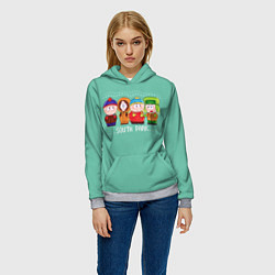 Толстовка-худи женская South Park - Южный парк Кенни, Кайл, Эрик и Стэн, цвет: 3D-меланж — фото 2