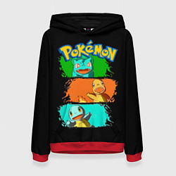 Толстовка-худи женская Стартовые покемоны - Pokemon, цвет: 3D-красный