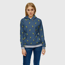 Толстовка-худи женская Тукан паттерн, цвет: 3D-меланж — фото 2
