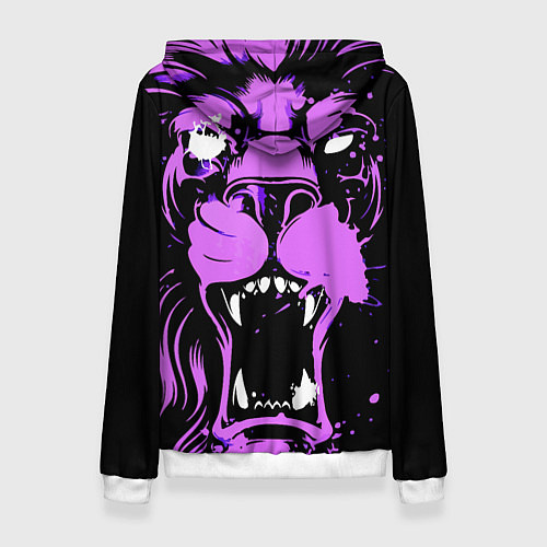 Женская толстовка Neon pink lion / 3D-Белый – фото 2