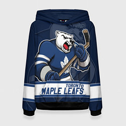Толстовка-худи женская Торонто Мейпл Лифс, Toronto Maple Leafs Маскот, цвет: 3D-черный