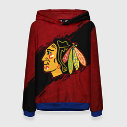 Толстовка-худи женская Chicago Blackhawks, Чикаго Блэкхокс, цвет: 3D-синий