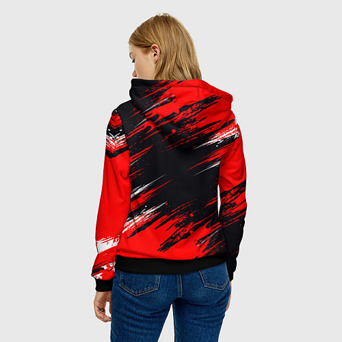 Женская толстовка БЕЛО-КРАСНАЯ КРАСКА / 3D-Черный – фото 4