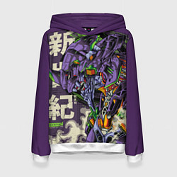 Толстовка-худи женская Evangelion Eva-01, цвет: 3D-белый