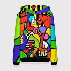 Толстовка-худи женская Romero Britto - love you, цвет: 3D-черный