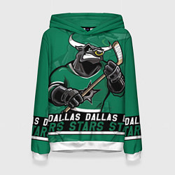 Толстовка-худи женская Dallas Stars, Даллас Старз, цвет: 3D-белый