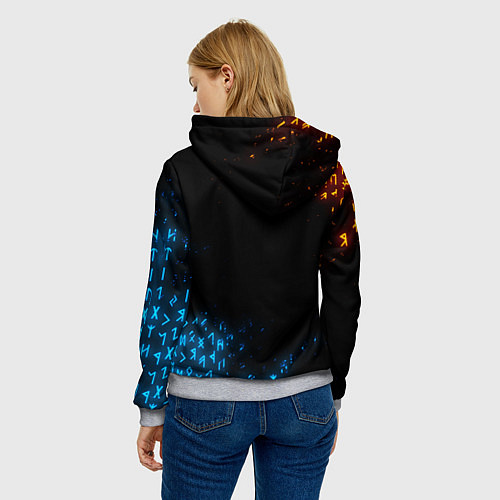 Женская толстовка GOD OF WAR CRATOS FIRE SYMBOL RUNE / 3D-Меланж – фото 4