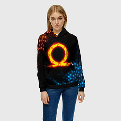 Толстовка-худи женская GOD OF WAR CRATOS FIRE SYMBOL RUNE, цвет: 3D-черный — фото 2