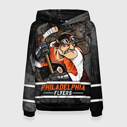 Толстовка-худи женская Филадельфия Флайерз, Philadelphia Flyers, цвет: 3D-черный
