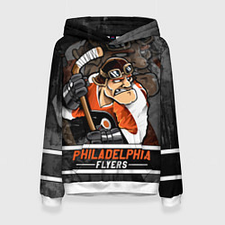 Толстовка-худи женская Филадельфия Флайерз, Philadelphia Flyers, цвет: 3D-белый