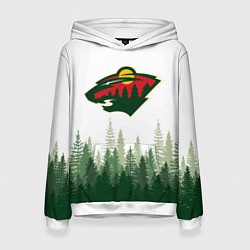 Толстовка-худи женская Minnesota Wild, Миннесота Уайлд Лес, цвет: 3D-белый