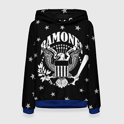 Толстовка-худи женская Ramones Рамонес, цвет: 3D-синий