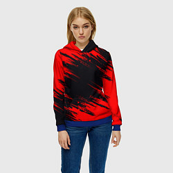 Толстовка-худи женская Красная краска брызги, цвет: 3D-синий — фото 2