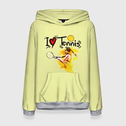 Толстовка-худи женская Я Люблю Tennis, цвет: 3D-меланж