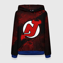 Толстовка-худи женская New Jersey Devils, Нью Джерси Девилз, цвет: 3D-синий