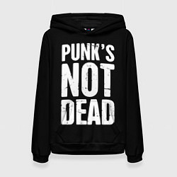 Толстовка-худи женская PUNKS NOT DEAD Панки Живы, цвет: 3D-черный