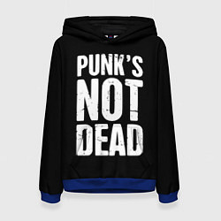 Толстовка-худи женская PUNKS NOT DEAD Панки Живы, цвет: 3D-синий