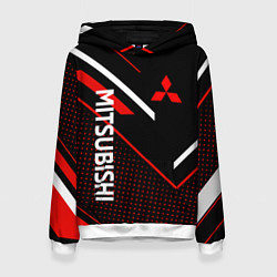 Толстовка-худи женская Митсубиси, Mitsubishi Спорт, цвет: 3D-белый