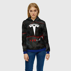 Толстовка-худи женская Tesla Sport Logo, цвет: 3D-синий — фото 2